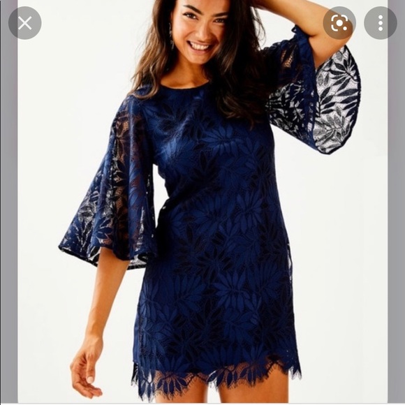 Lilly Pulitzer navy lace jumpsuit romper 16 gorgeous party formal - Picture 1 of 6
